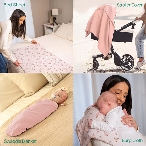 2 Pack 47" 47" 100% Muslin Swaddle Blankets x Soft & Breathable Muslin Baby Blanket for Newborns, Large Swaddle Blanket