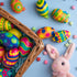 24 JOYIN PCS Easter Eggs Colorful and Squishy Toy, Slow Rising Stress Relief Fidget Toy Squeeze Easter Eggs, Basket