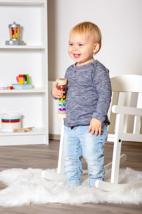 Wooden Rainbow Rainmaker Toy by Small Foot, Rhythm Instrument for Babies, Classic Educational Game