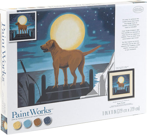 Dimensions PaintWorks 73-91857 Moonrise Dog Animal Paint by Number Kit for Adults and Kids, 11" x 11", Multicolor