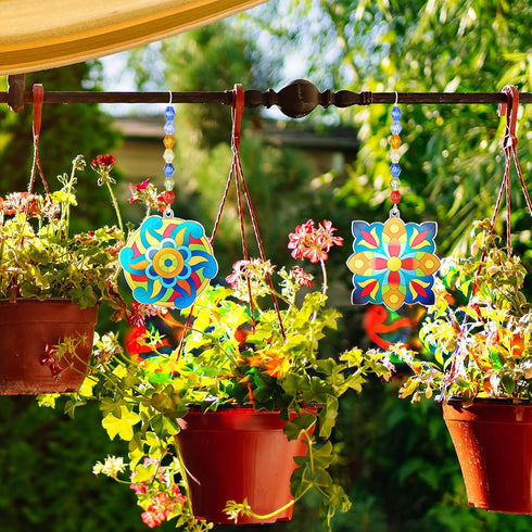 Dunzoom 30 Set Summer Mandala Suncatchers Kits Mandala Flower DIY Suncatchers Craft Kits Make Your Own Paint Ornaments