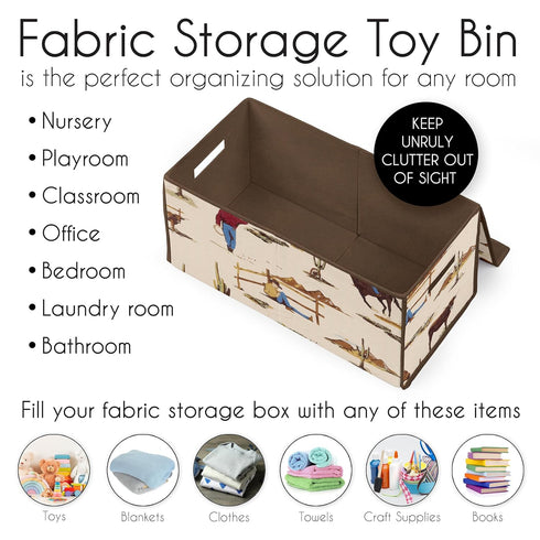 Country Sweet Jojo Designs Cowboy Wild West Boy Small Fabric Toy Bin Storage Box Chest For Baby Nursery or Kids Room