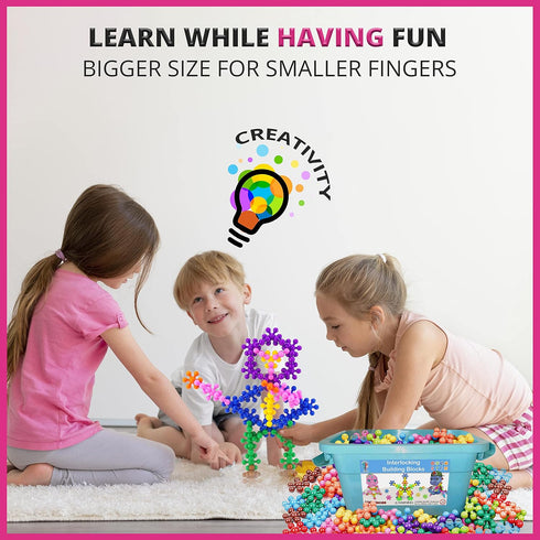 300 Pieces Building Blocks - Kids STEM Educational Toys, Interlocking Discs Sets for Preschool Boys and Girls Aged 3+