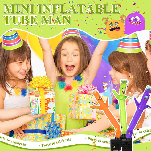 Poen Mini Inflatable Tube Man 3 Pcs Wacky Waving Air Dancer Desktop Gift Toy with Blower for Kids Birthday Party