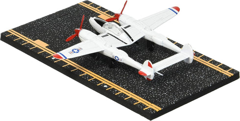 Hot Wings Planes P-38 Jet (Red Tip) with Connectible Runway,White/Red Die Cast Plane in Aviation Museums Nationwide