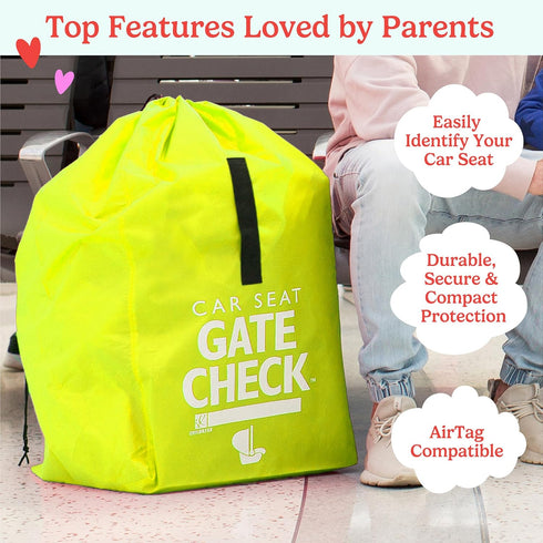 J.L. Childress Gate Check Travel Bag for Car Seats - Car Seat Travel Bag for Airplane, Includes AIRTAG Holder, Fits All