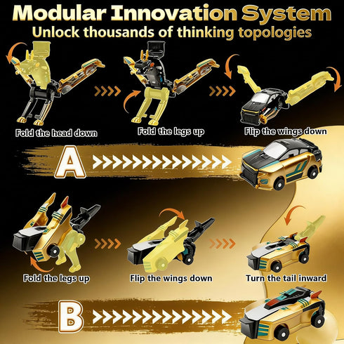 Lottmopi 2-in-1 3-12, Collision Transforming Dinosaur Car Toy, Magnetic Crash Convertible Robot Dino Toys for Kids Ages