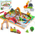 Wooden Take Along Train Set with Magnetic Fishing Game, 25 Pcs Animal Stacking Toy for Toddlers 1-3