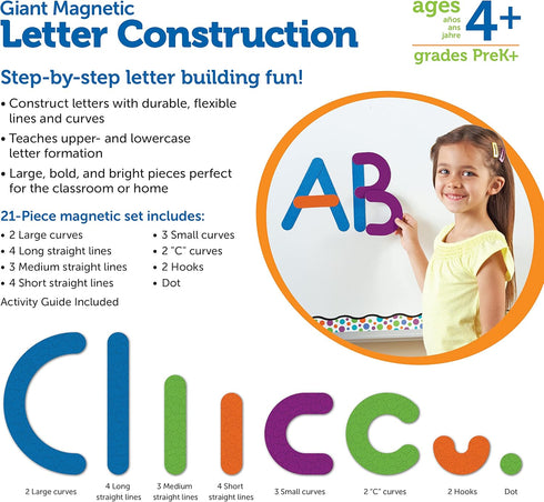 Learning Resources Giant Magnetic Letter Construction - Alphabet Magnets, Letter Building and Recognition, Learn