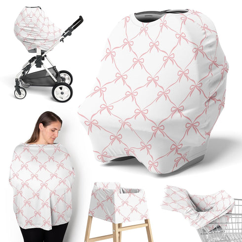 Sweet Jojo Designs Baby Car Seat Cover (Pink Bows) for Girls, Infant