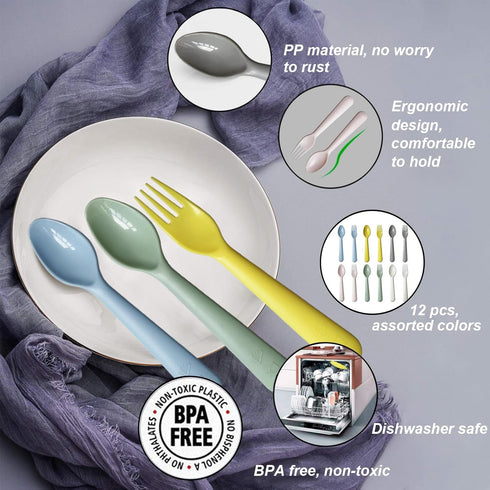 Kids Spoons and Forks, Toddler Utensils, Reusable Silverware Baby Cutlery Set, BPA Free, Microwave Dishwasher Safe