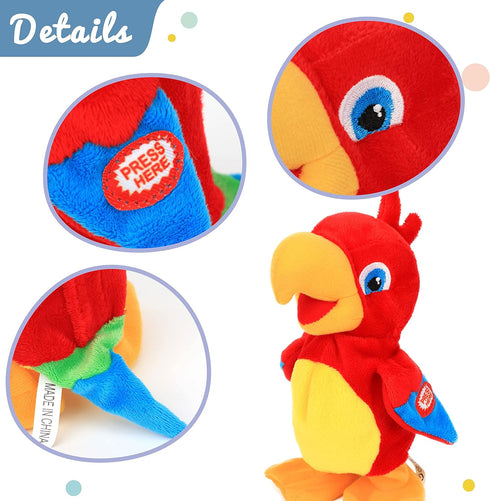Hopearl Talking Parrot Toy, Interactive Animated Plush Buddy that Repeats What You Say, 8''