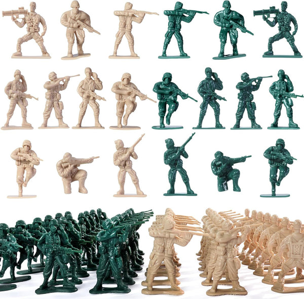 200PCS Army Men Toy Soldiers, Plastic Action Figures, 10 Poses Yellow and Green Soldiers Playset