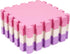 16-Pack 12x12 Inches 0.4-Inch 16 BalanceFrom EVA Interlocking Foam Play Tile Mat, Pink/Purple/Beige Thick Non-Slip