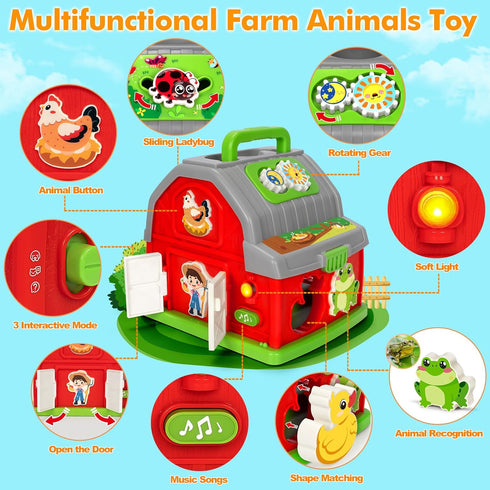 1 2 3 1-3, 12-18 Ellinjan Montessori Learning Toys for Year Old Boys Girls, Musical Farm Animals for Toddlers