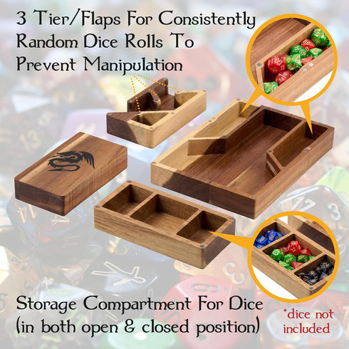 Wooden Magnetic Dice Tower with Dice Tray for Dungeons and Dragons - Portable Dice Roller Tower for Tabletop RPG Games
