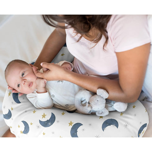 Sweet Jojo Designs Moon and Star Nursing Pillow Cover Breastfeeding Pillowcase for Newborn Infant Bottle Breast Feeding