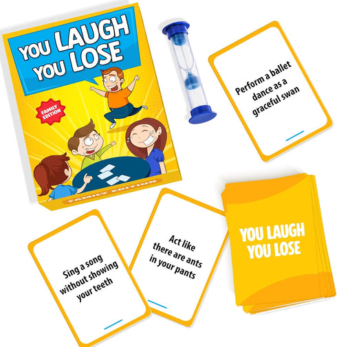 BRAVEBUG You Laugh You Lose Game - Funny Charades Kids Games - Board Games for Kids & Teens - Try Not to Laugh