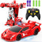 Transform Remote Control Car Robot, 1:18 Scale Police Car with Flashing Light, 360 Degree Rotating Drifting