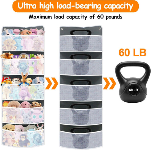 Soft Corner Shelf Toy Storage Organizer, Wall Mount Child-Friendly Organizer for Kids Bedroom with 5 Large Mesh Pockets