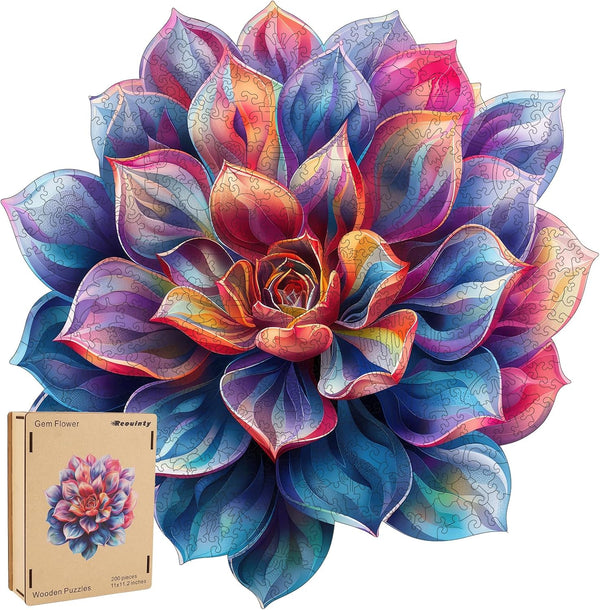 Wooden Puzzle for Adults - Gem Flower Wooden Jigsaw Puzzles (200pcs), Beautiful Gift for Family Game