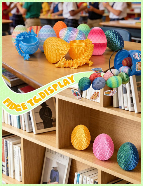 YILCER 12PCS 3D 3D 5-7 8-12 Printed Dragon Eggs Articulated Dragon Egg Fidget Toy Printed Dinosaur Egg Surprise Animals