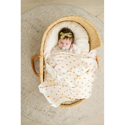 Konssy Baby Blankets for Unisex Boys Girls, Super Soft Nursery Minky Blankets with Muslin Cotton Front and Dotted