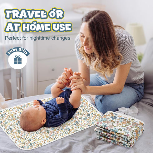 31.5" 21.5" Use(Floral1) Baby Diaper Changing Pad x Extra Large Waterproof Absorbent Portable Changing Mat, Reusable