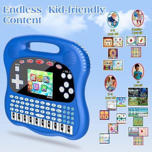 Interactive Early Learning Tablet, Educational Toys for Ages 2+, ABC's, Words, Shapes, Music, Blue