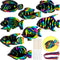 Motionchic 80 Pieces Tropical Fish Scratch Card for Kids, Rainbow Ocean Fish Paper Crafts for Summer Party DIY