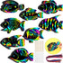 Motionchic 80 Pieces Tropical Fish Scratch Card for Kids, Rainbow Ocean Fish Paper Crafts for Summer Party DIY