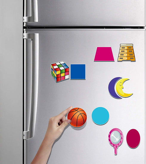 32 Shape and Color Magnets with Real World Objects for Preschool Learning and Associative Memory
