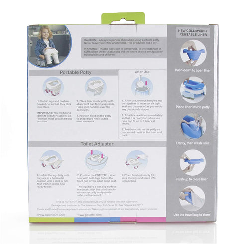 Pack: 2in1 Potette Plus Potty Value Kalencom Potette Plus Portable Potty and Reusable Collapsible Liner for Home Use