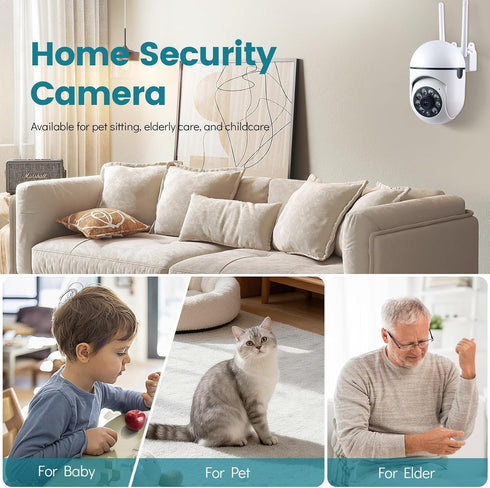 PBSEV 1080P Setup, Security Camera Indoor Wired, Pan/Tilt Control, Two-Way Audio, Clear Night Vision, Easy SD/Cloud
