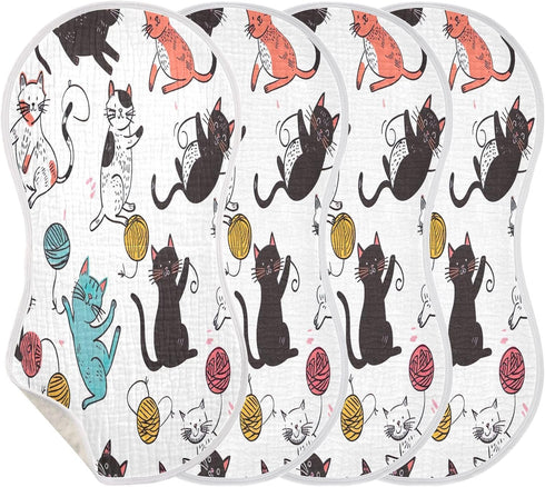 YETTASBIN Cat Muslin Baby Burp Cloth, Super Soft Absorbent Cotton Burp Rag Baby Bibs Feeding Cloth for Newborn Boys