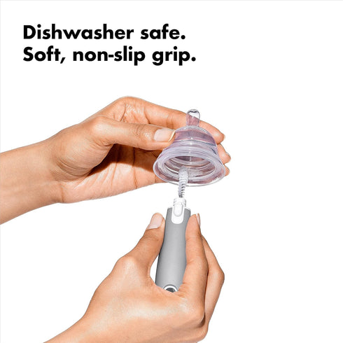 2-Pack OXO Tot Bottle Brush with Nipple Cleaner and Stand Gray