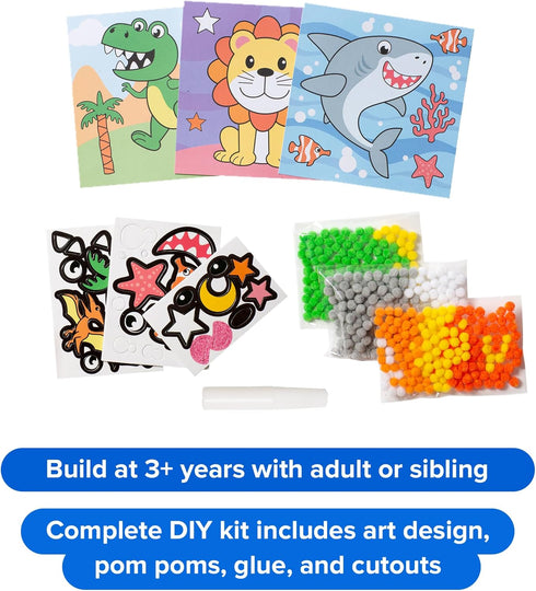 3 3-5 (Set 1 Little Jupiter DIY Pom Pom Art - Makes Art Pieces -Boy & Girl Crafts for Kids Age - Toddler Crafts - Pom