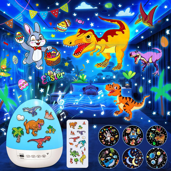 Dinosaur Egg Light for Nursery Sound Machine | 15 Sleeping Sounds+12HD Films+360Rotating