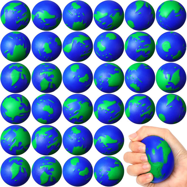 48 Pcs 2.5'' World Stress Balls Bulk - Earth Stress Relief Toys, Mini Globe Squeeze Balls for Birthday Party Favors