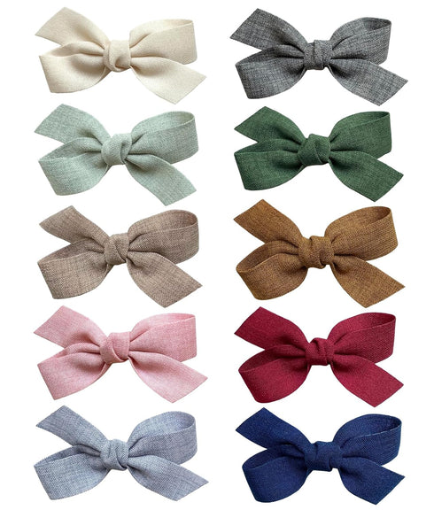 Baby Girls Hair Bows Clips, 10pcs Fully Lined Alligator Barrettes Hair Accessories for Infants Toddlers by Cherssy