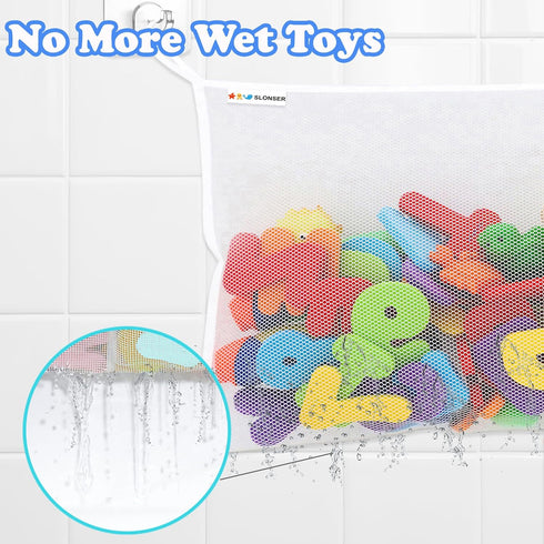 6 4 2 Pack Bath Toy Storage Organizer for Bathtub Large Mesh Bath Toy Holder & Bath Toy Net, Quick-Dry Hanging Bathroom