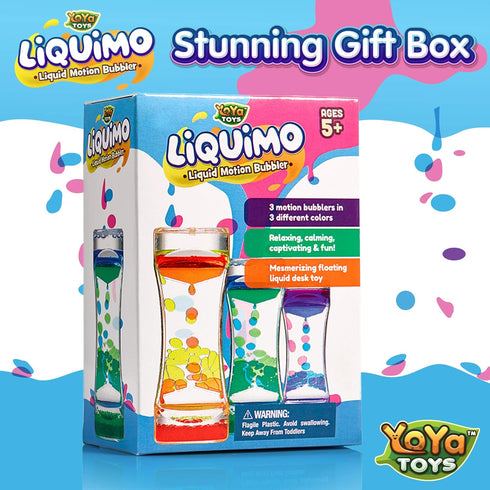 YoYa Toys Liquimo - Liquid Motion Bubbler, 3 Pack Sensory Fidget Desk Toy for Kids & Adults