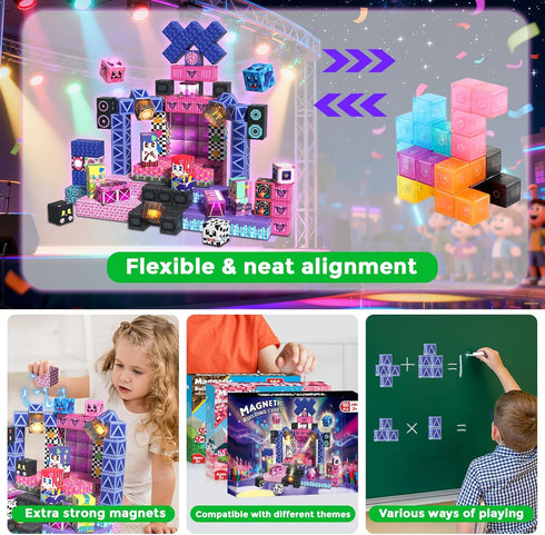 Magnevia 150Pcs 3 4 5 6 7 8 9 10, Magnetic Blocks, Musical Band Magnetic Building Blocks, Constructions Toys for Kids