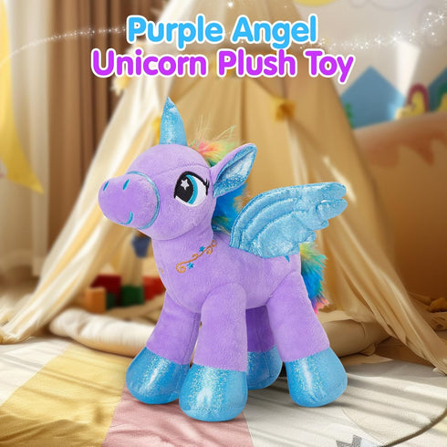 14'' Houwsbaby Purple LED Light Up Unicorn Stuffed Animal,Unicorn Plush Toy,Glowing Horse Plush Toy Night Light Glitter
