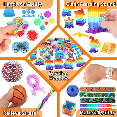 BILLFULL 1000 Pcs Party Favors for Kids, Fidget Toys Bulk, Birthday Gift Toys, Fidgets Stocking Stuffers, Treasure Box