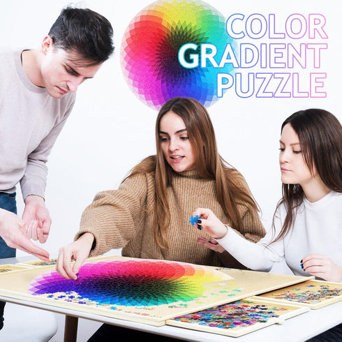 Vaguelly 1000 Piece Jigsaw Puzzle - Gradient Color Changing Rainbow Circle Puzzle for Adults & Teens