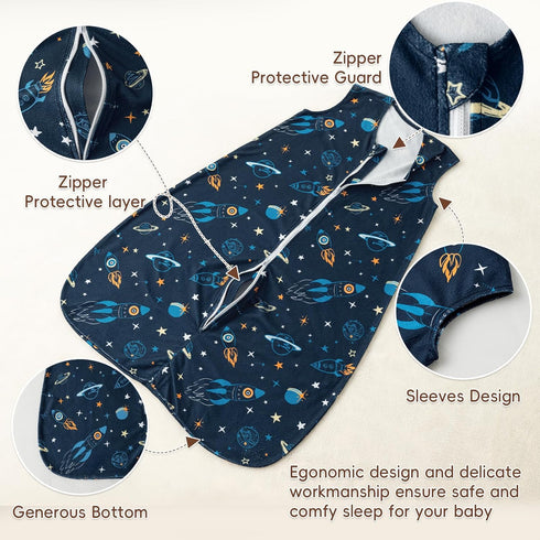 3 Pack 0-6 2-Way david's kids Warm Micro Fleece Baby Sleep Sack Months, Soft Baby Wearable Blankets with Zipper, Comfy