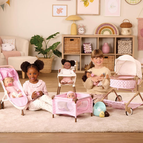 14-Inch 2+ LullaBaby Baby Doll Clothes Pink Dress, Headband, Teether & Shoes Pretend Play Years Baby Doll Dress Outfit