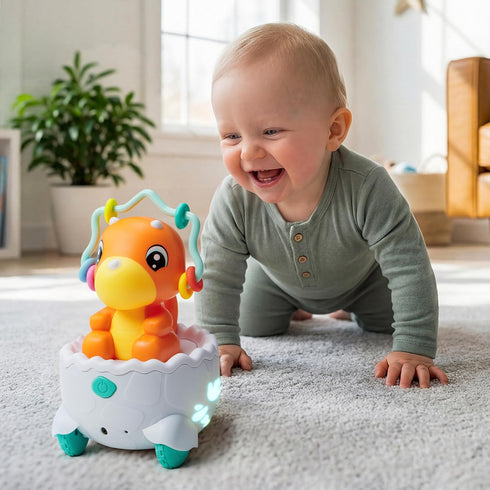 lalalark 2 1 Tummy 12-18 Dinosaur in Moving Musical Toy, Time Toys with Auto-Avoiding Obstacles, Interactive Musical
