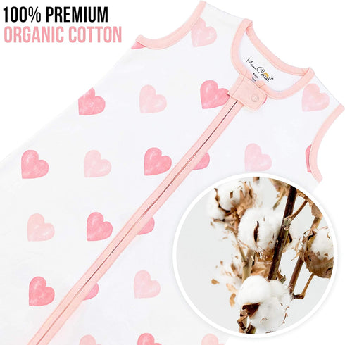0.5 24-48 Mama Cheetah Baby Sleep Sack TOG, Organic Cotton Baby Wearable Blanket with Two-Way Zipper, Swaddle